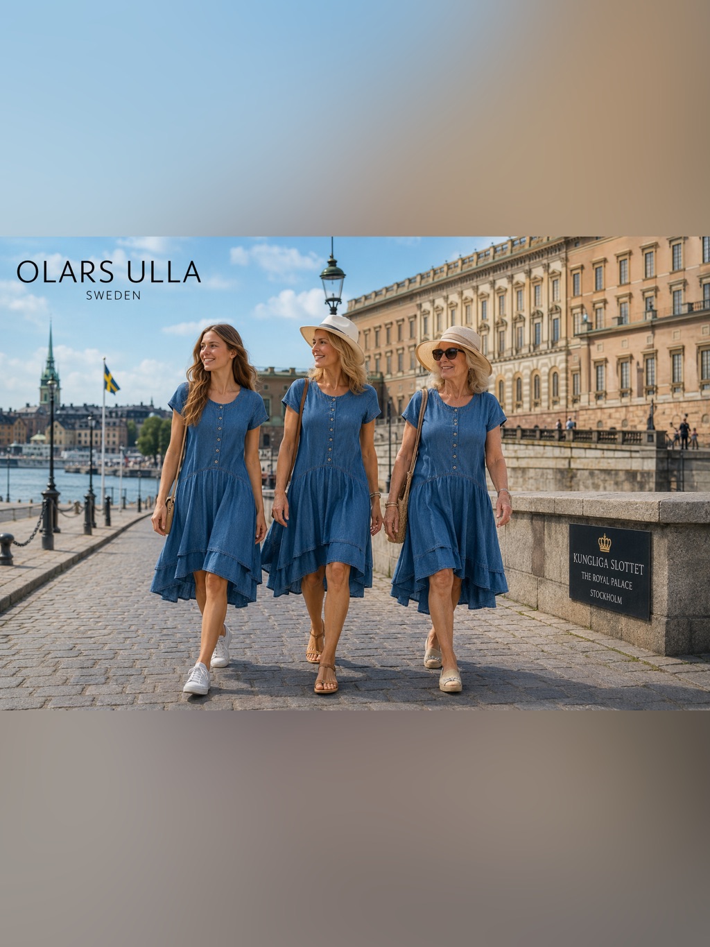Nwot Olars Ulla Midi Denim Jeans Dress Size S Short Sleeves Made In Sweden